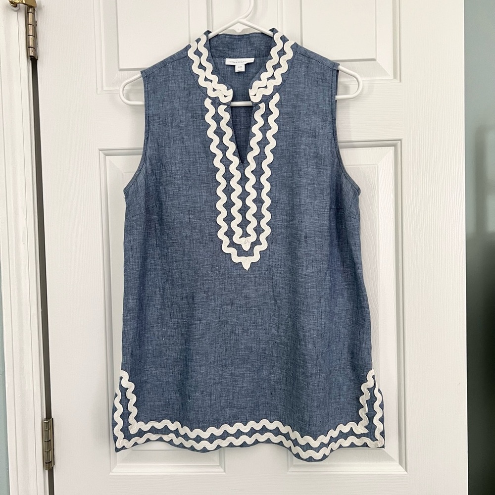 Blue Linen Sleeveless Top size PM